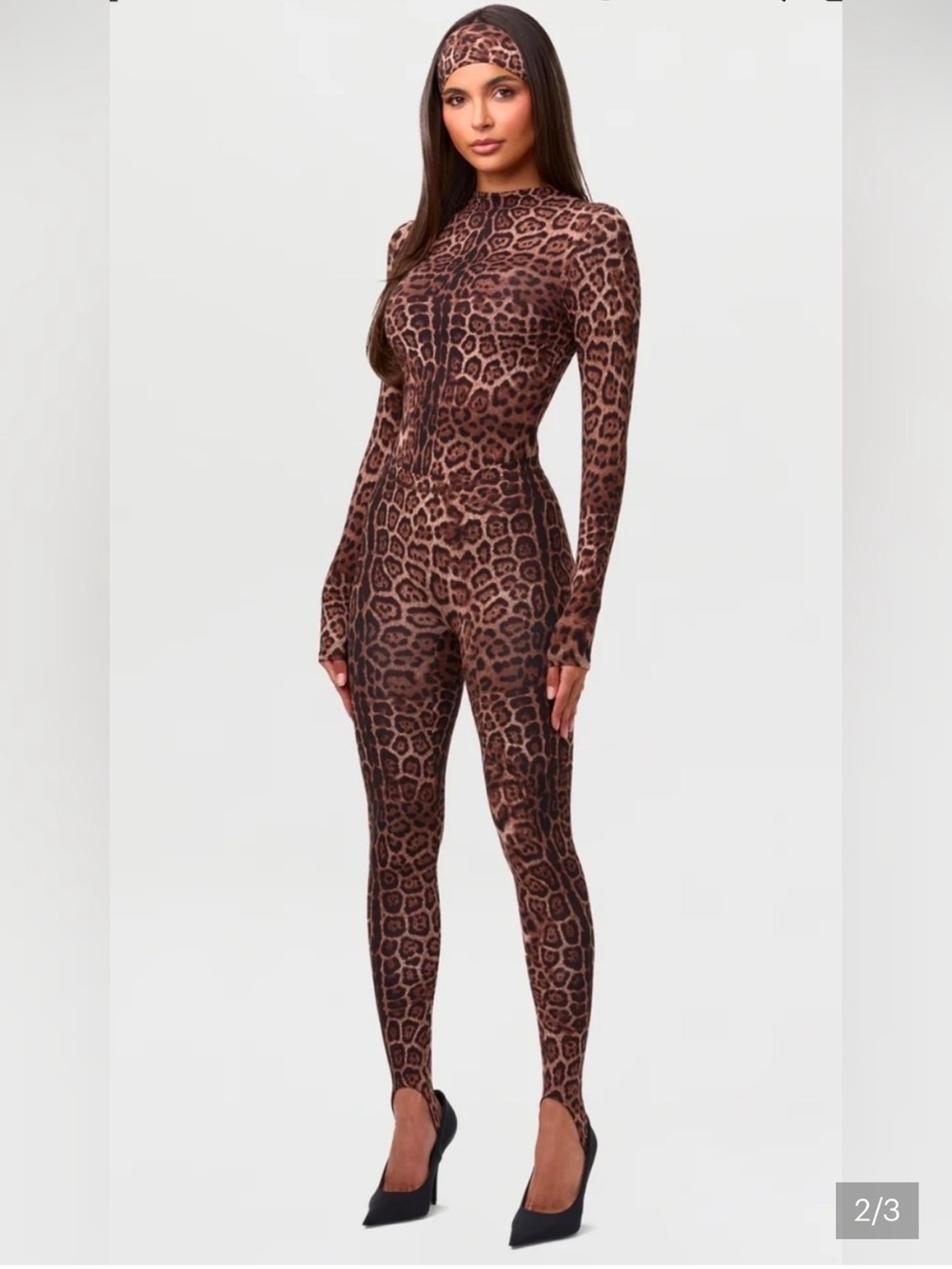 naked wardrobe Leopard-Print Brown headband, shirt, and leggings.